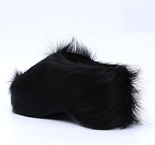 Long-Hair Calfskin Chunky Clog Slide for Women - Memory Foam Luxury Slip on Shoes Women's Mules & Platform Clogs