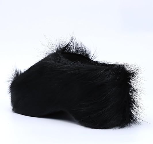 Long-Hair Calfskin Chunky Clog Slide for Women - Memory Foam Luxury Slip on Shoes Women's Mules & Platform Clogs