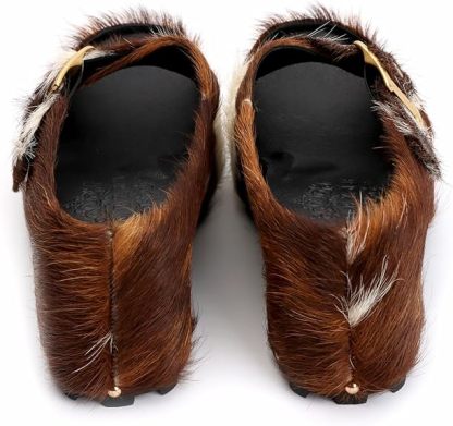 Long-Hair Calfskin Chunky Clog Slide for Women - Memory Foam Luxury Slip on Shoes Women's Mules & Platform Clogs