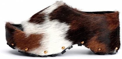 Long-Hair Calfskin Chunky Clog Slide for Women - Memory Foam Luxury Slip on Shoes Women's Mules & Platform Clogs