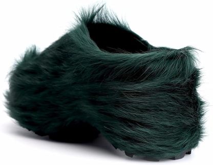 Long-Hair Calfskin Chunky Clog Slide for Women - Memory Foam Luxury Slip on Shoes Women's Mules & Platform Clogs