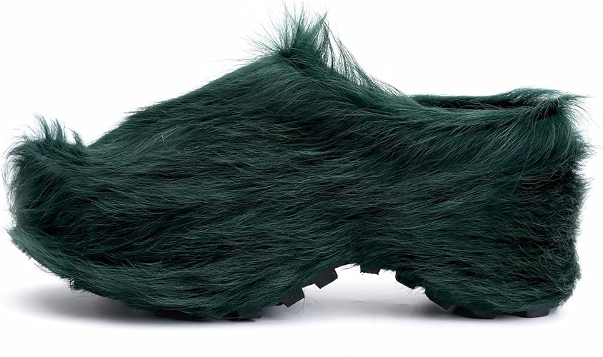 Long-Hair Calfskin Chunky Clog Slide for Women - Memory Foam Luxury Slip on Shoes Women's Mules & Platform Clogs