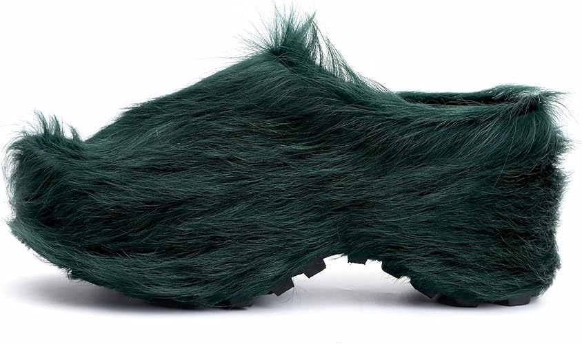 Long-Hair Calfskin Chunky Clog Slide for Women - Memory Foam Luxury Slip on Shoes Women's Mules & Platform Clogs