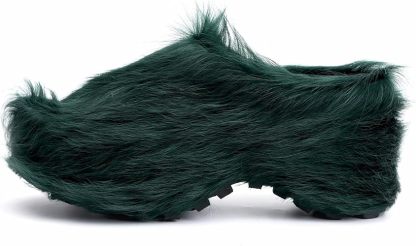 Long-Hair Calfskin Chunky Clog Slide for Women - Memory Foam Luxury Slip on Shoes Women's Mules & Platform Clogs