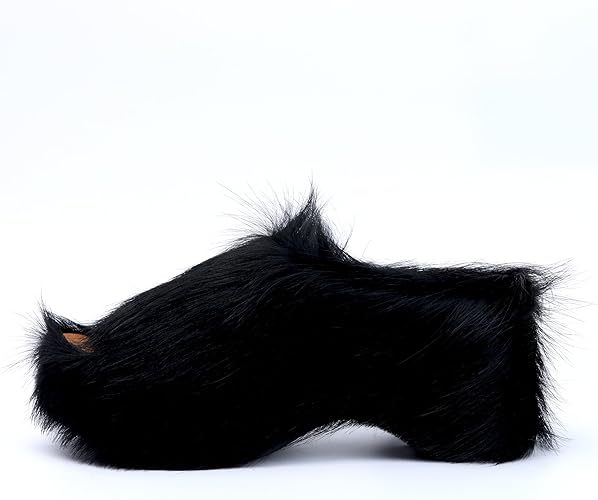 Long-Hair Calfskin Chunky Clog Slide for Women - Memory Foam Luxury Slip on Shoes Women's Mules & Platform Clogs