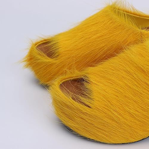 Long-Hair Calfskin Chunky Clog Slide for Women - Memory Foam Luxury Slip on Shoes Women's Mules & Platform Clogs