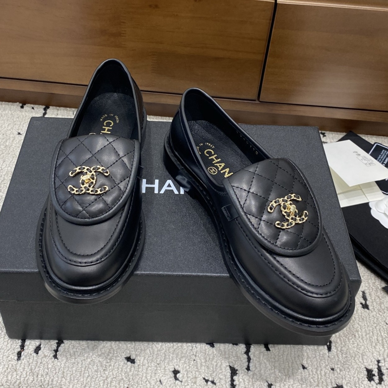 CHANEL NEW TAGS CLASSIC BLACK LOAFERS