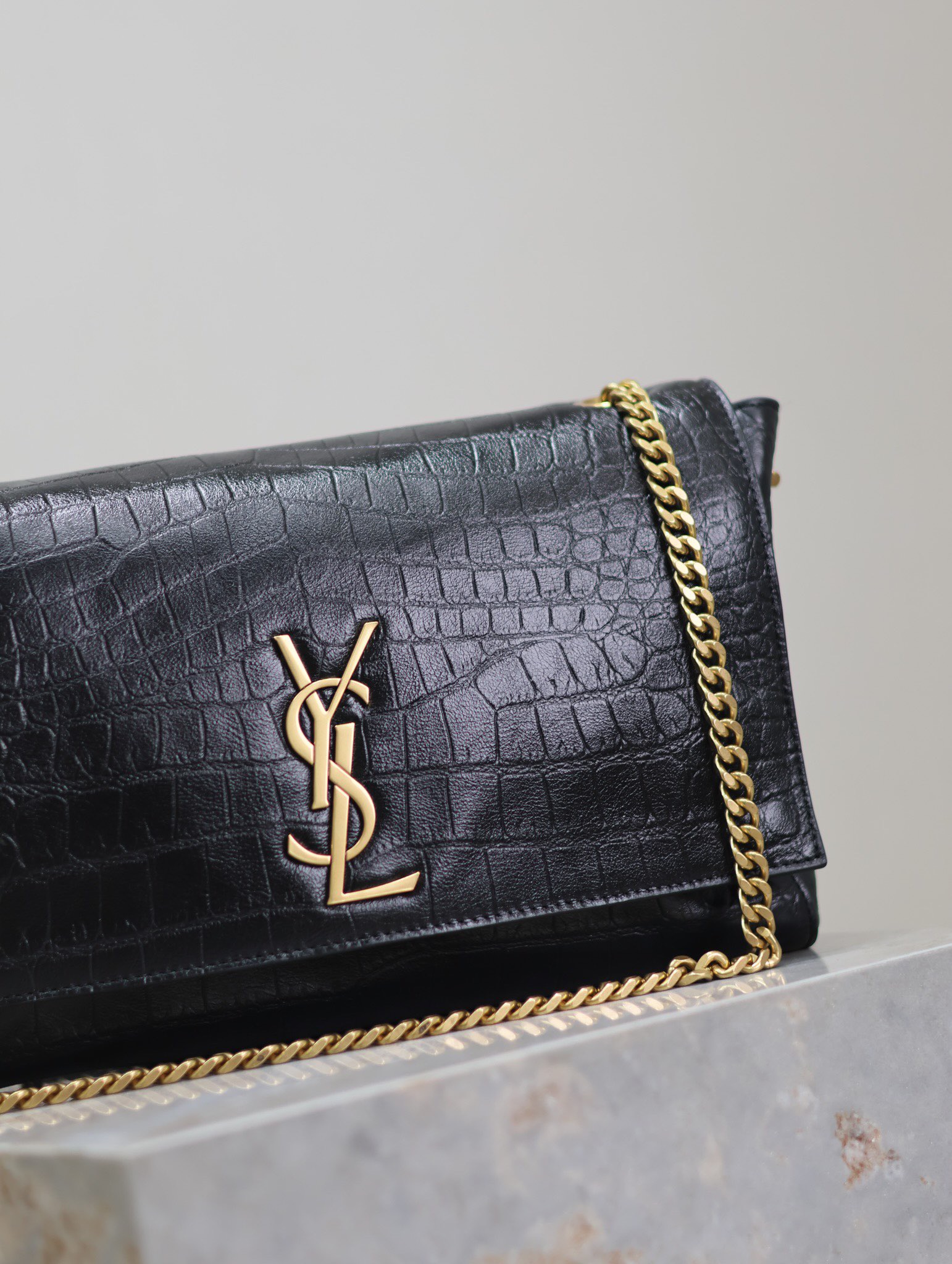 Saint LaurenX Kate Medium Reversible-Croc-Embossed-CrossbodyBag