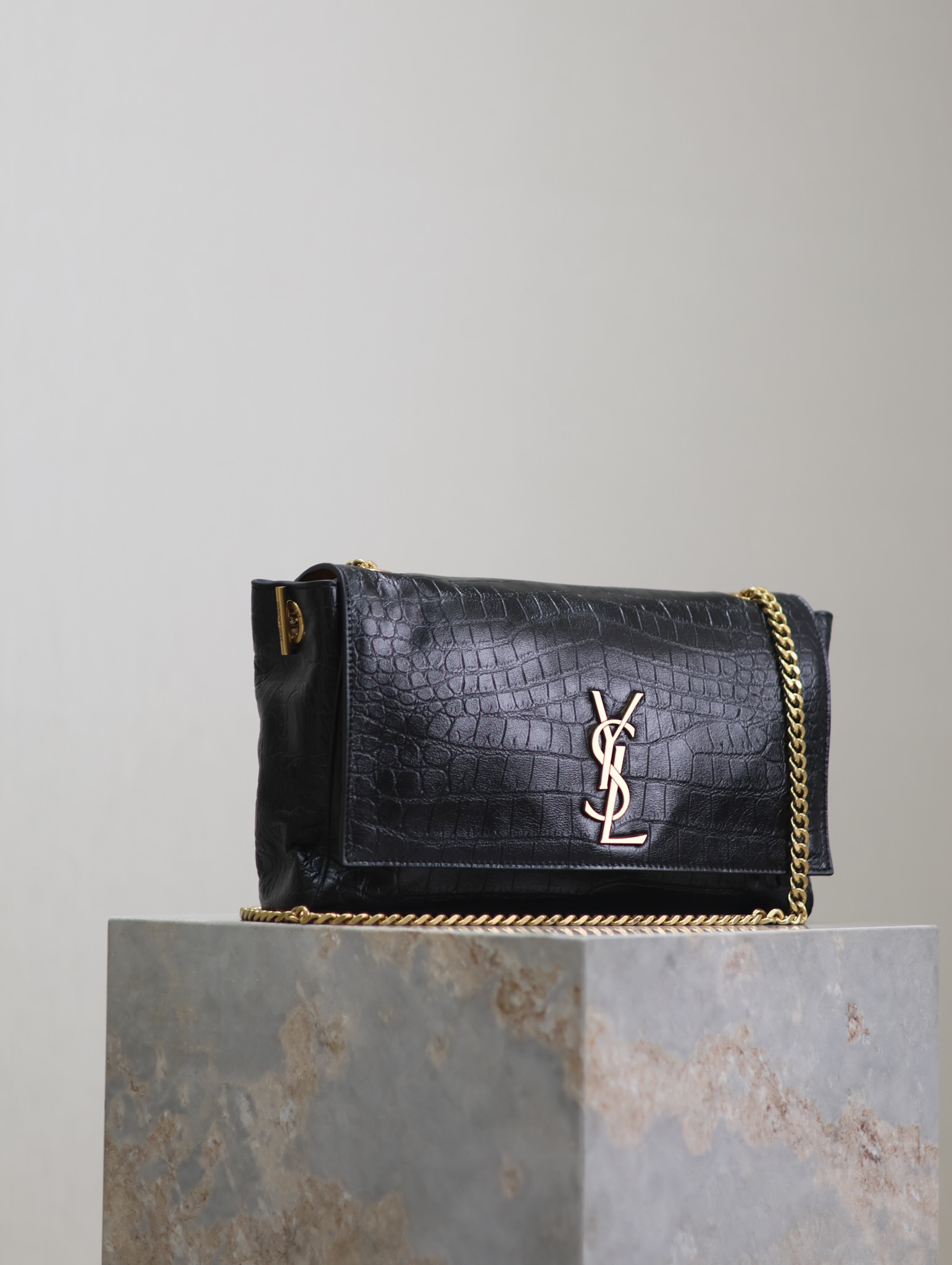 Saint LaurenX Kate Medium Reversible-Croc-Embossed-CrossbodyBag