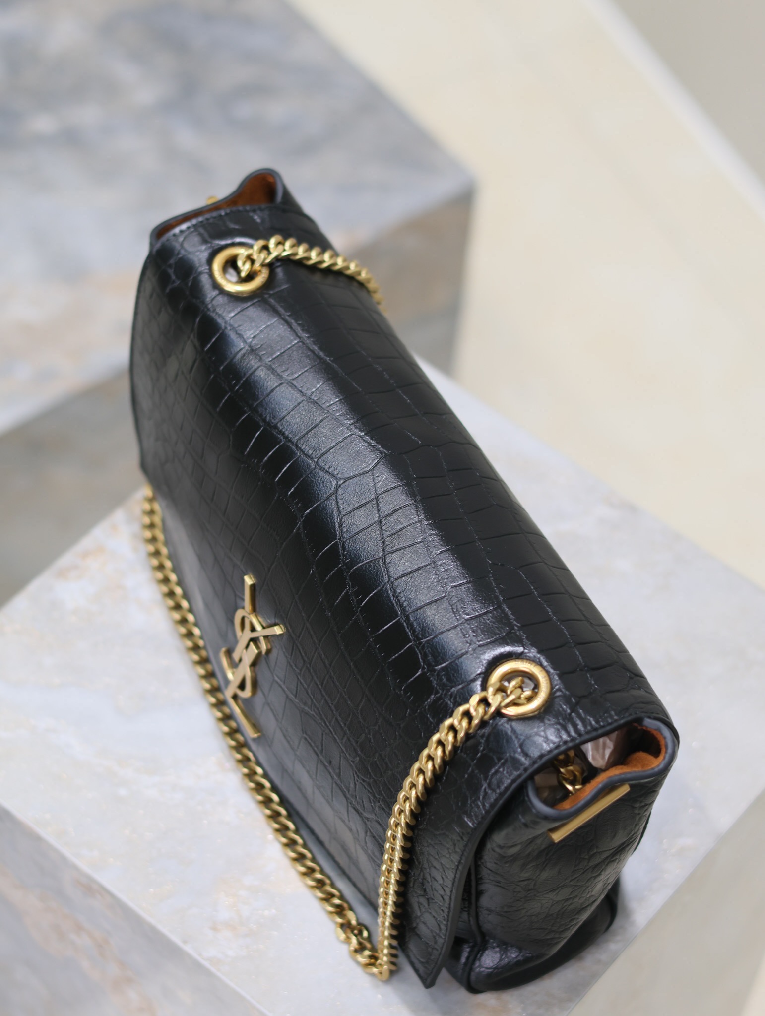 Saint LaurenX Kate Medium Reversible-Croc-Embossed-CrossbodyBag