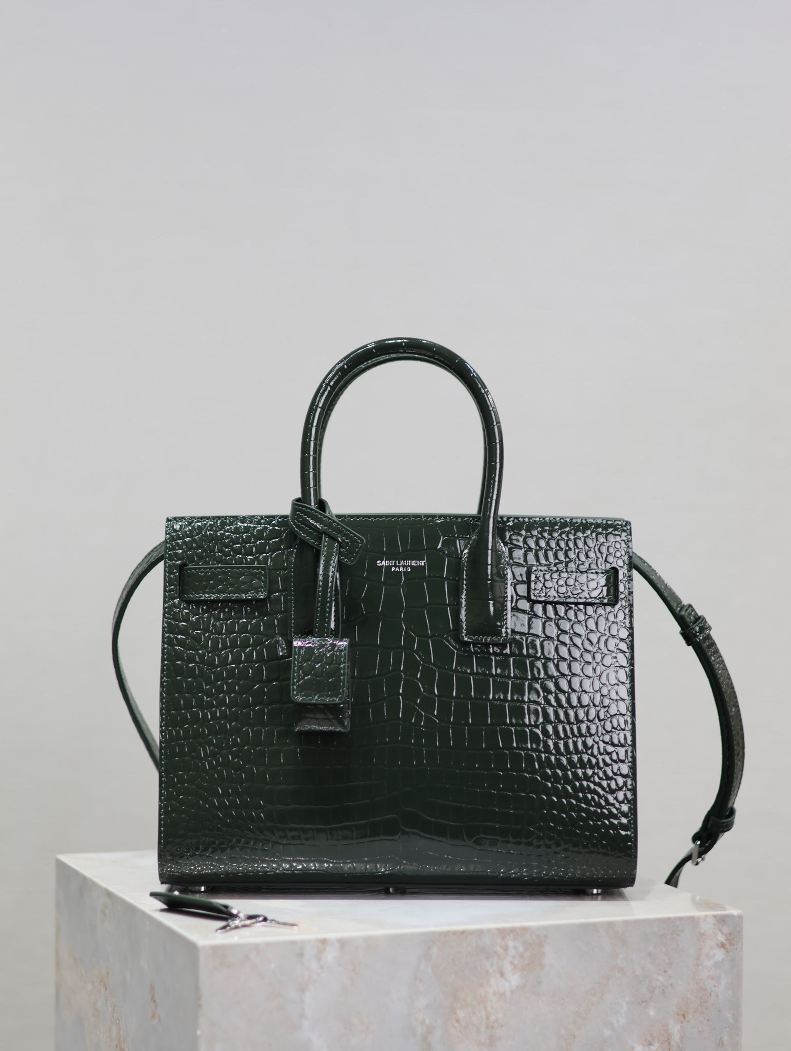 Saint LaurenX SAC DE JOUR IN CROCODILE-EMBOSSED LEATHER - BABY