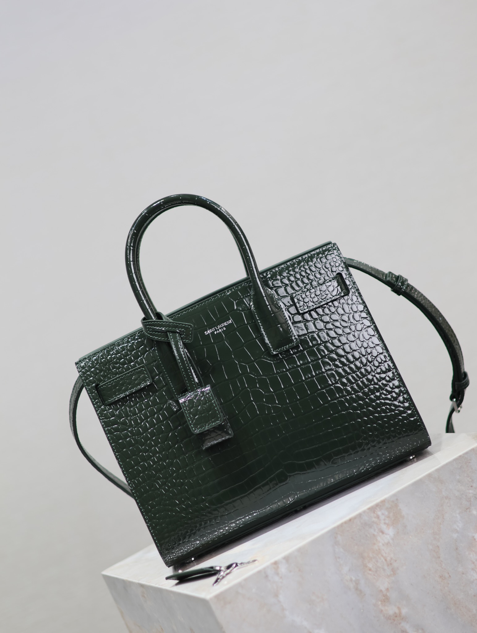 Saint LaurenX SAC DE JOUR IN CROCODILE-EMBOSSED LEATHER - BABY