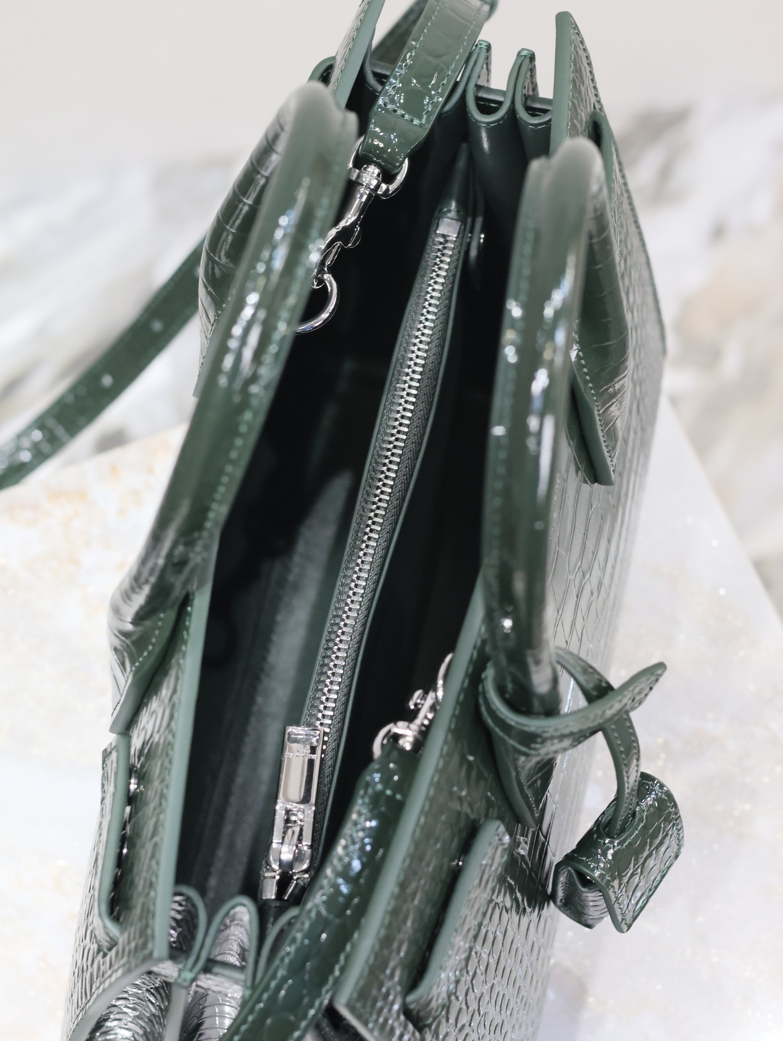 Saint LaurenX SAC DE JOUR IN CROCODILE-EMBOSSED LEATHER - BABY