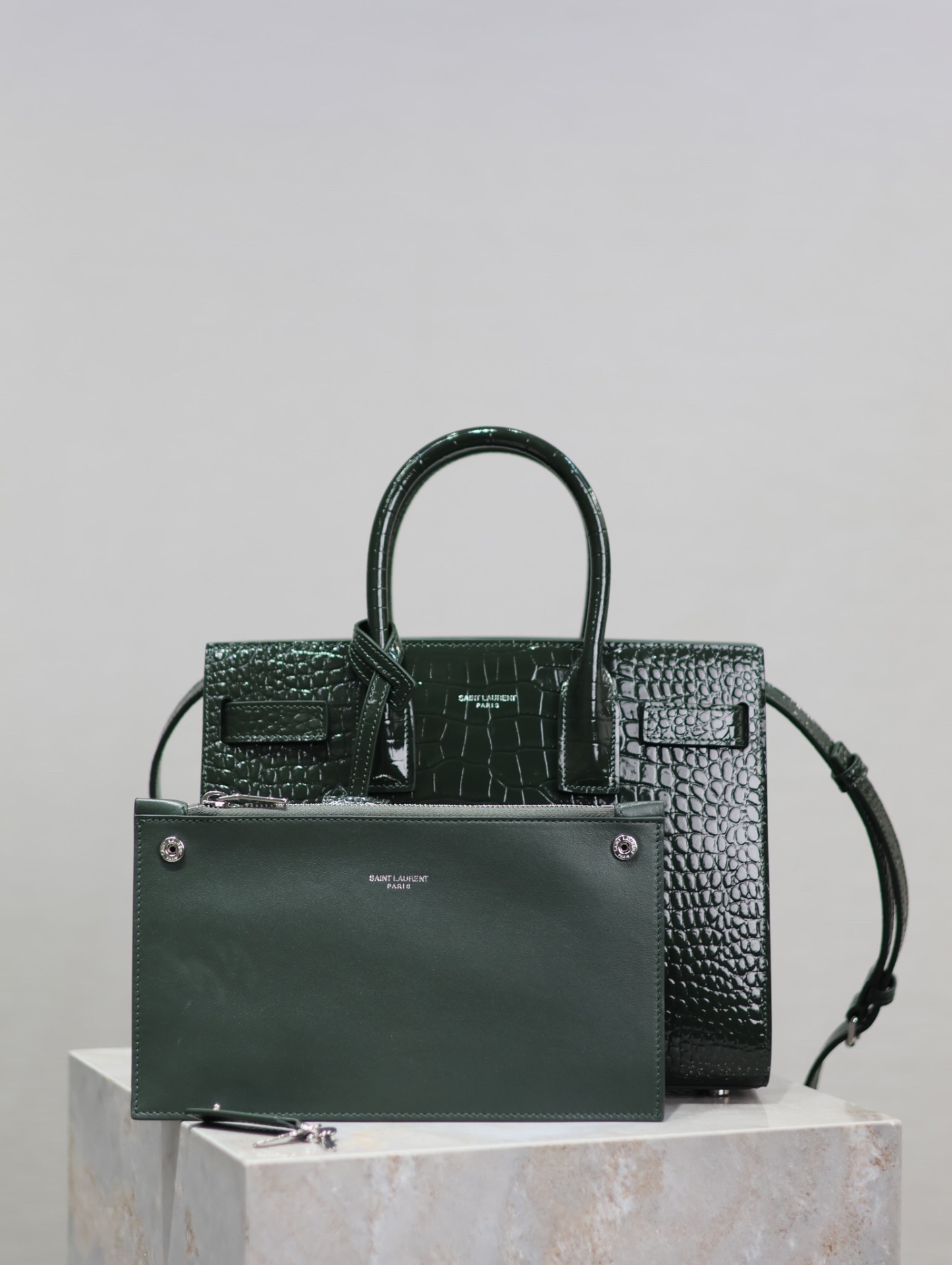 Saint LaurenX SAC DE JOUR IN CROCODILE-EMBOSSED LEATHER - BABY