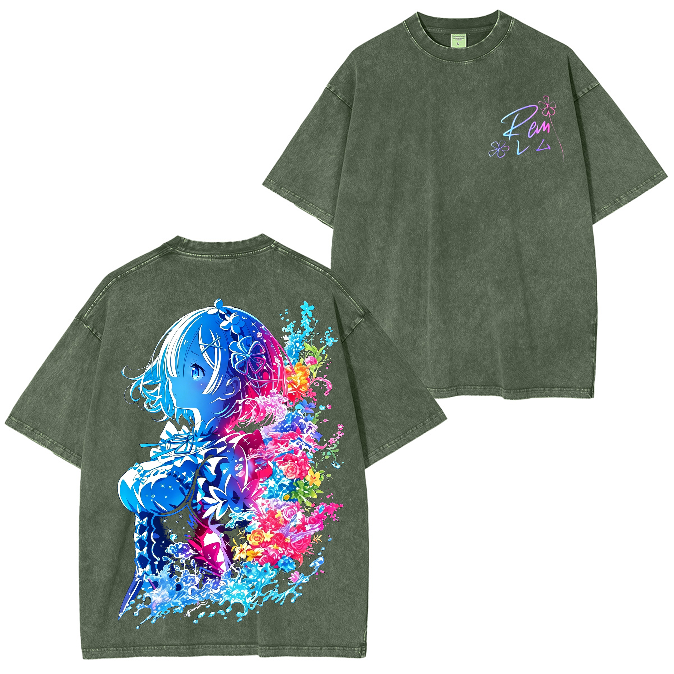 Rem Rezero Anime Unisex Washed T-Shirt