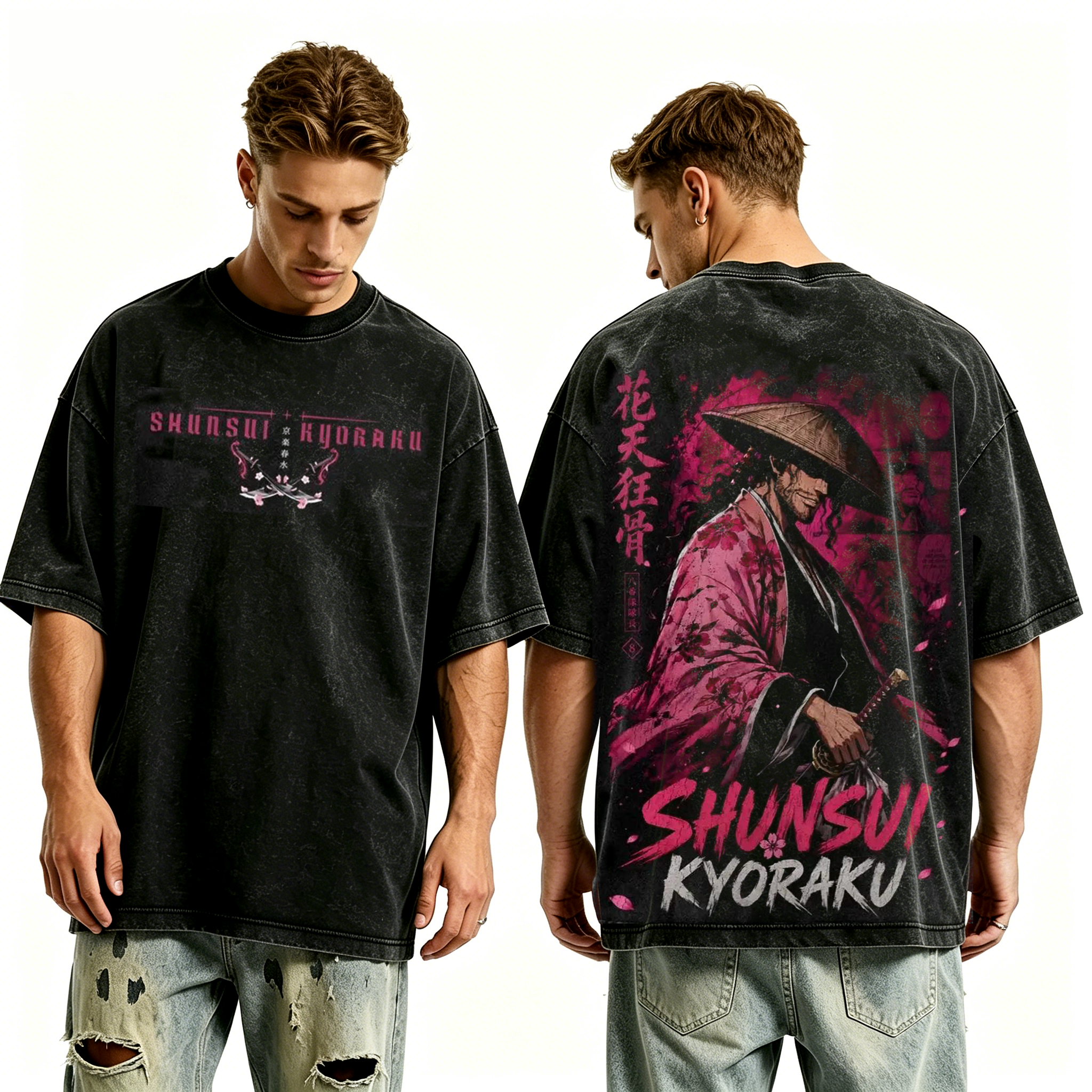 Bleach Shunsui Kyoraku washed T-shirt/Crewneck/Hoodie