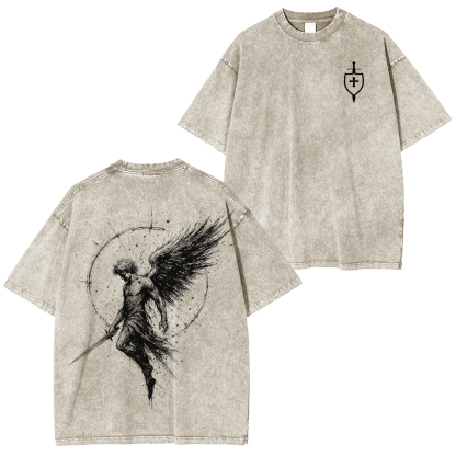 Divine Protection In Every Stitch Unisex Washed T-Shirt
