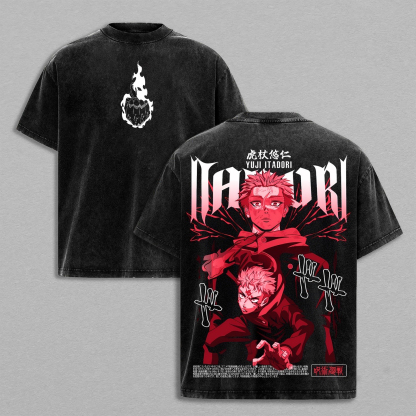 jujutsu kaisen ��itadori yuuji jujutsukaisen Anime Double  Vintage Washed T-shirt/Crewneck/Hoodie