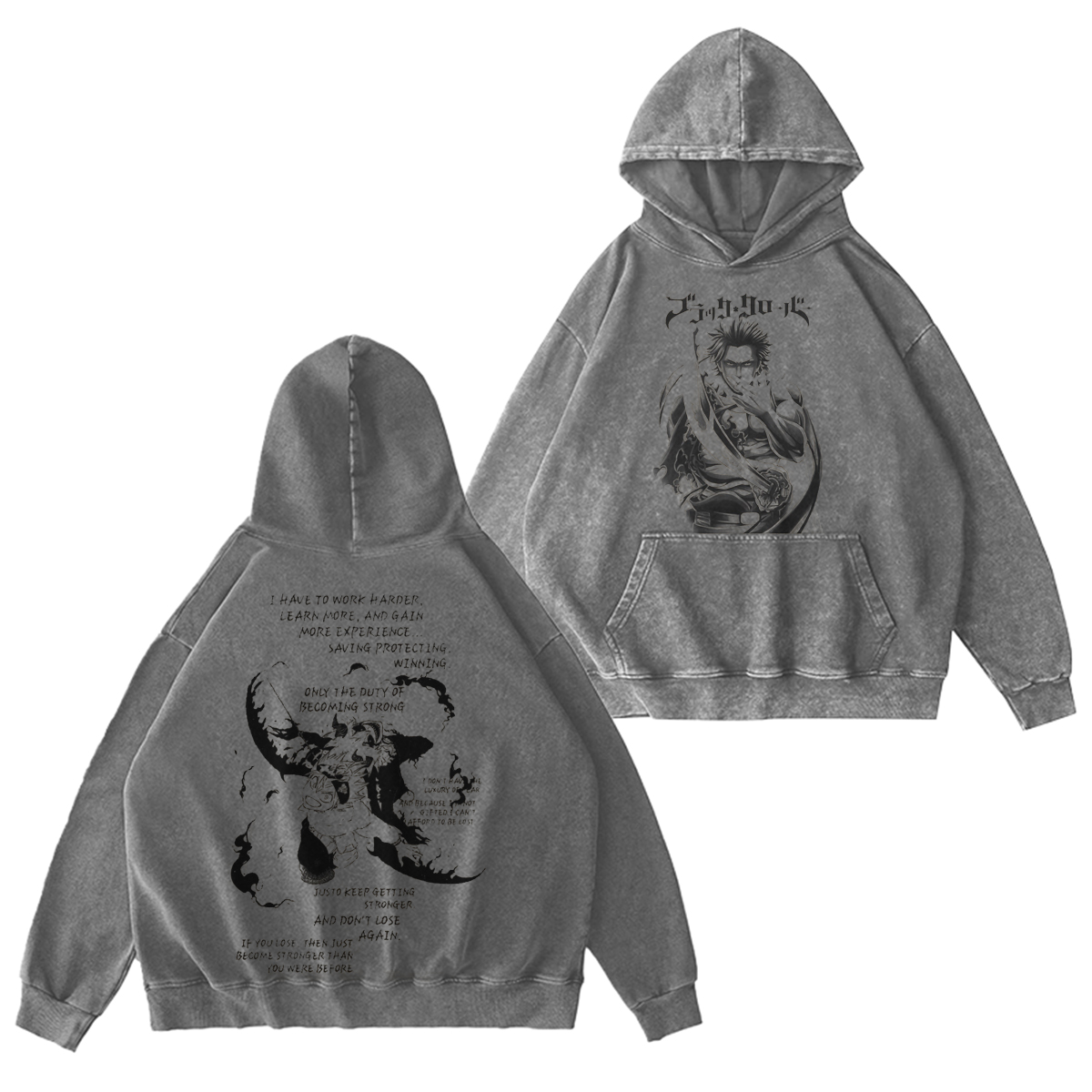 Black Clover Anime Double  Vintage Washed T-shirt/Crewneck/Hoodie