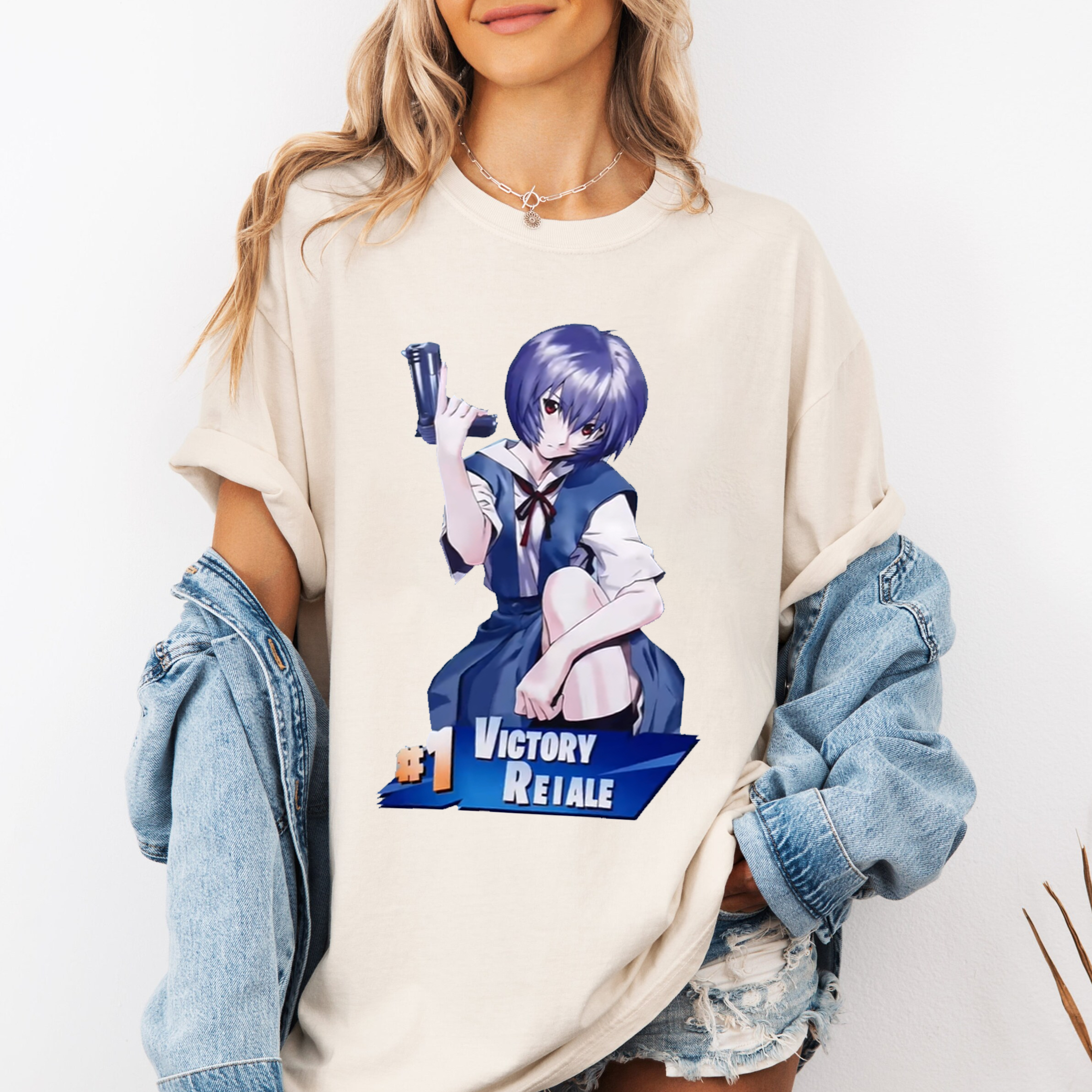 Rei Ayanami Victory Reiale Evangelion Anime Graphic Oversize Unisex Shirts/Crewneck/Hoodie