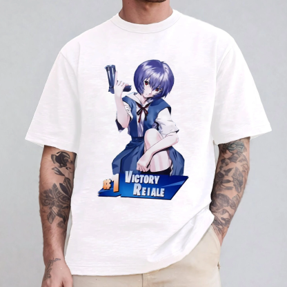Rei Ayanami Victory Reiale Evangelion Anime Graphic Oversize Unisex Shirts/Crewneck/Hoodie
