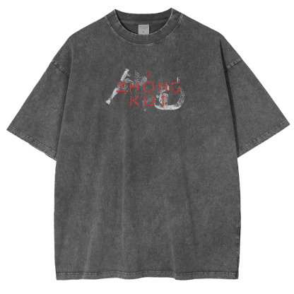 Black Myth Zhong Kui Vintage Unisex Washed T-Shirt
