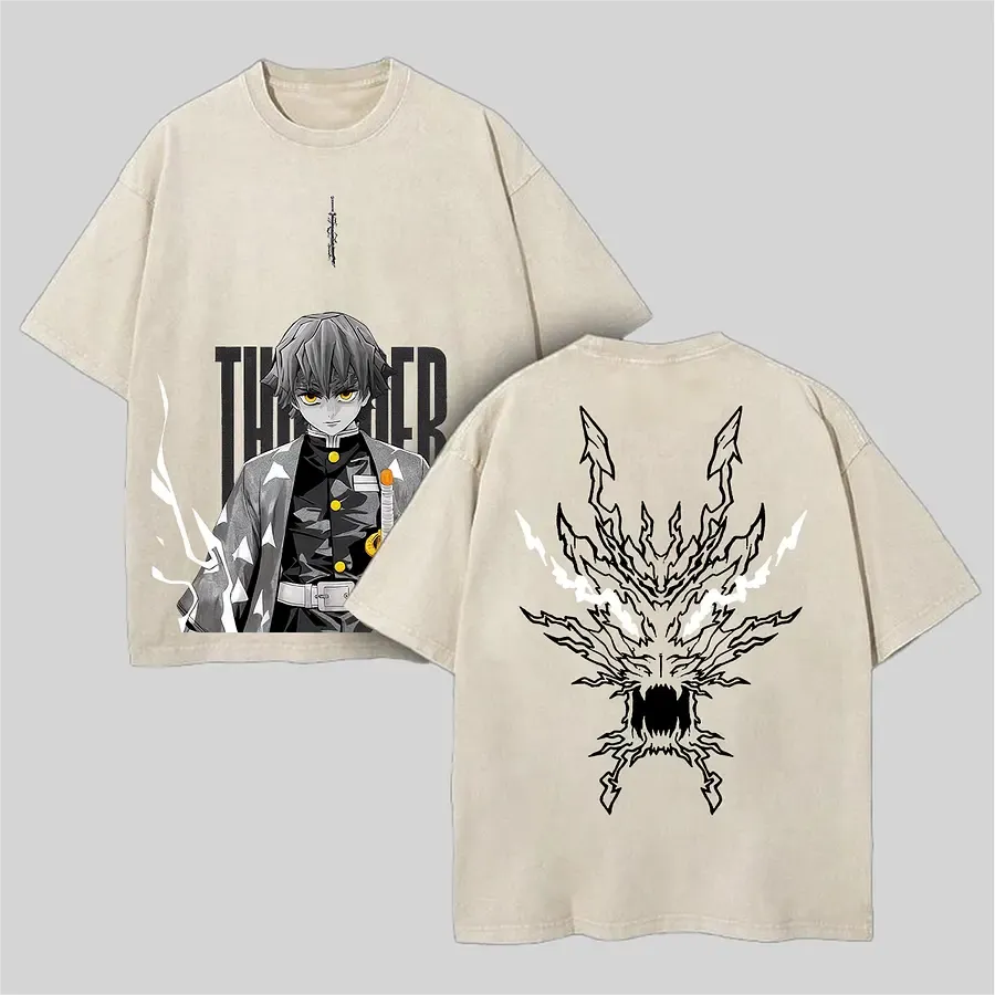 Zenitsu Demon Slayer Printed Unisex Washed T-Shirt