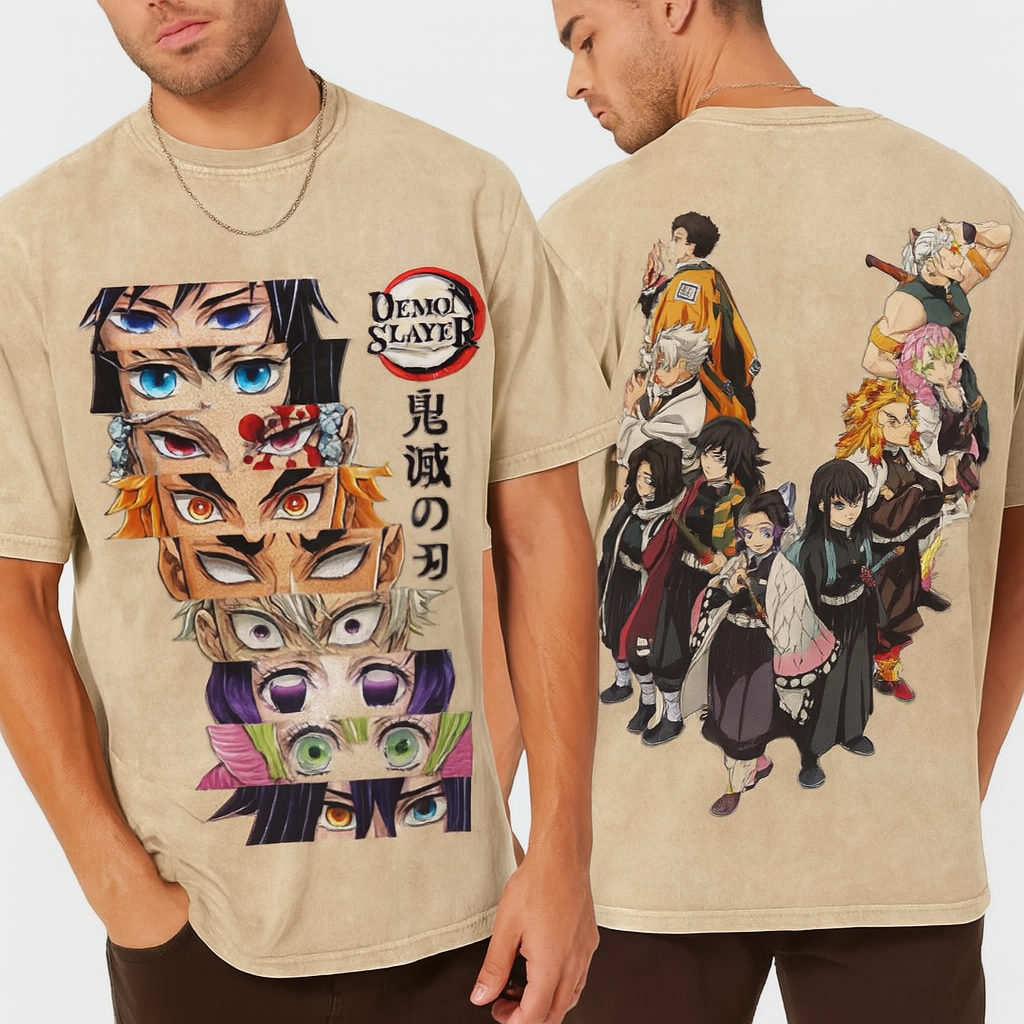 All Pillars. One War.Demon Slayer Hashira Retro Washed T-Shirt