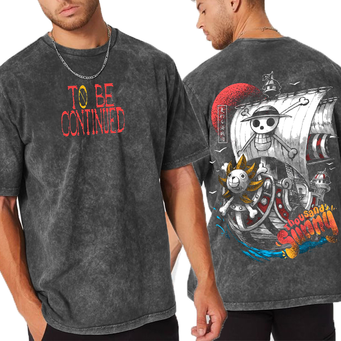 Thousand Sunny ,One Piece  Anime Unisex Washed T-Shirt