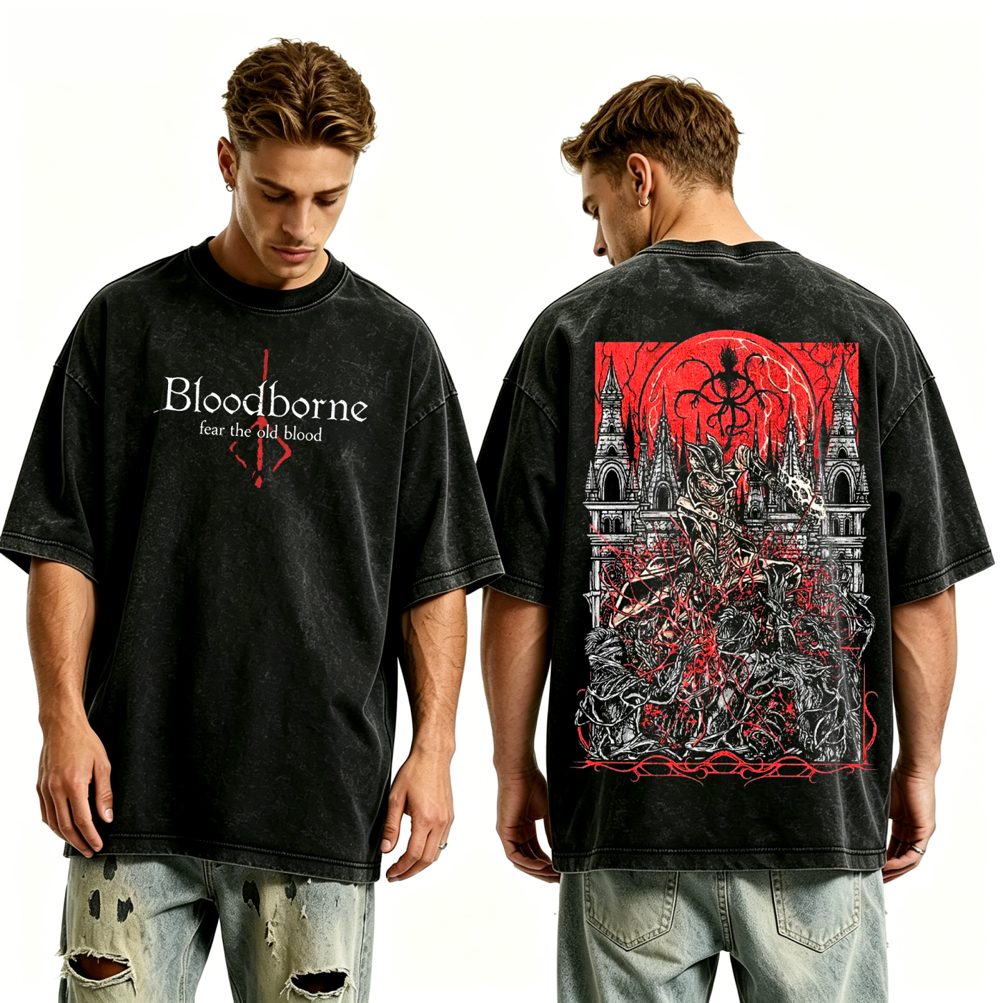 Vintage Bloodborne Unisex Washed T-Shirt