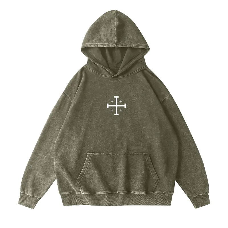 Baldwin IV never gave in to illness King of Jerusalem Unisex Washed Zip Up Hoodie