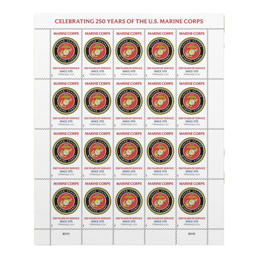 2025 U.S. Marine Corps of 20 250th  Forever First Class Postage Stamps