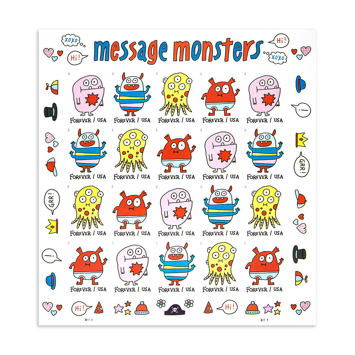 2021 Message Monsters Forever First Class Postage Stamps