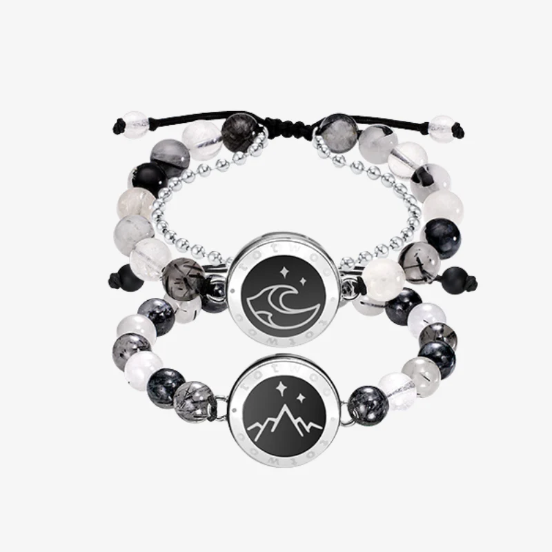 ❤️Mountain & Sea Touch Bracelets with Beaded Black Rutilated Quartz👫🎁