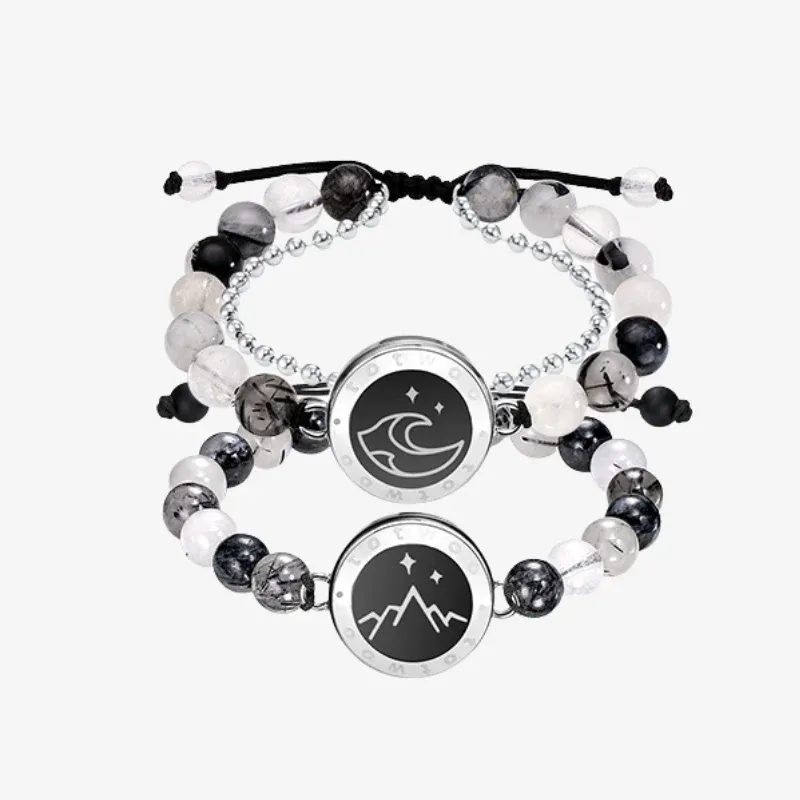 ❤️Mountain & Sea Touch Bracelets with Beaded Black Rutilated Quartz👫🎁