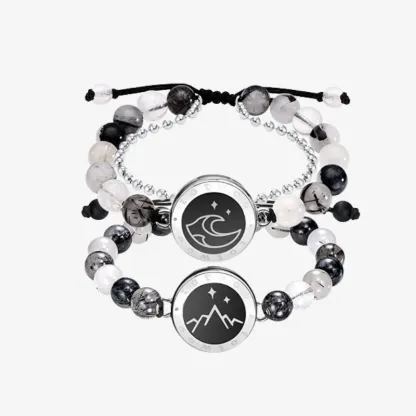 ❤️Mountain & Sea Touch Bracelets with Beaded Black Rutilated Quartz👫🎁