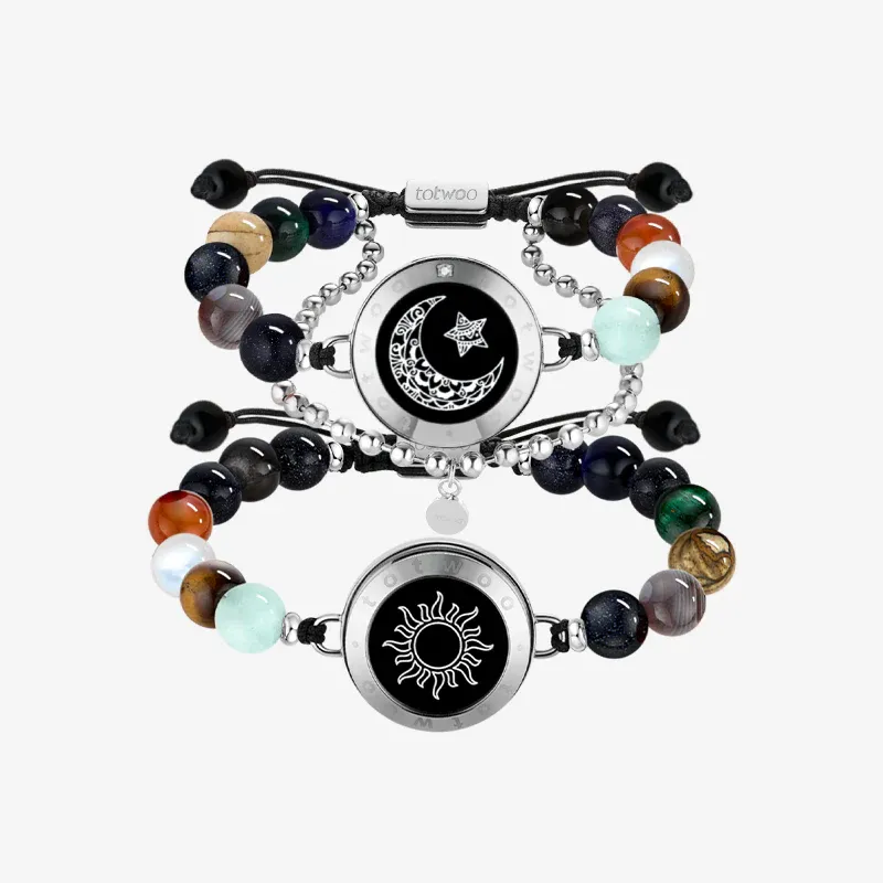 ❤️Sun&Moon Touch Bracelets with Solar System Guardian Beads 👫🎁