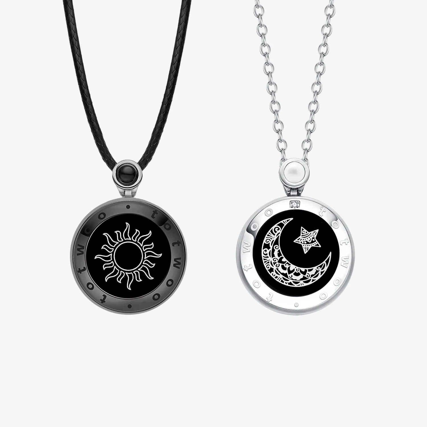 ❤️Sun&Moon Touch Necklaces with Natural Agate Set for Two – The perfect Valentine's Day gift 👫🎁