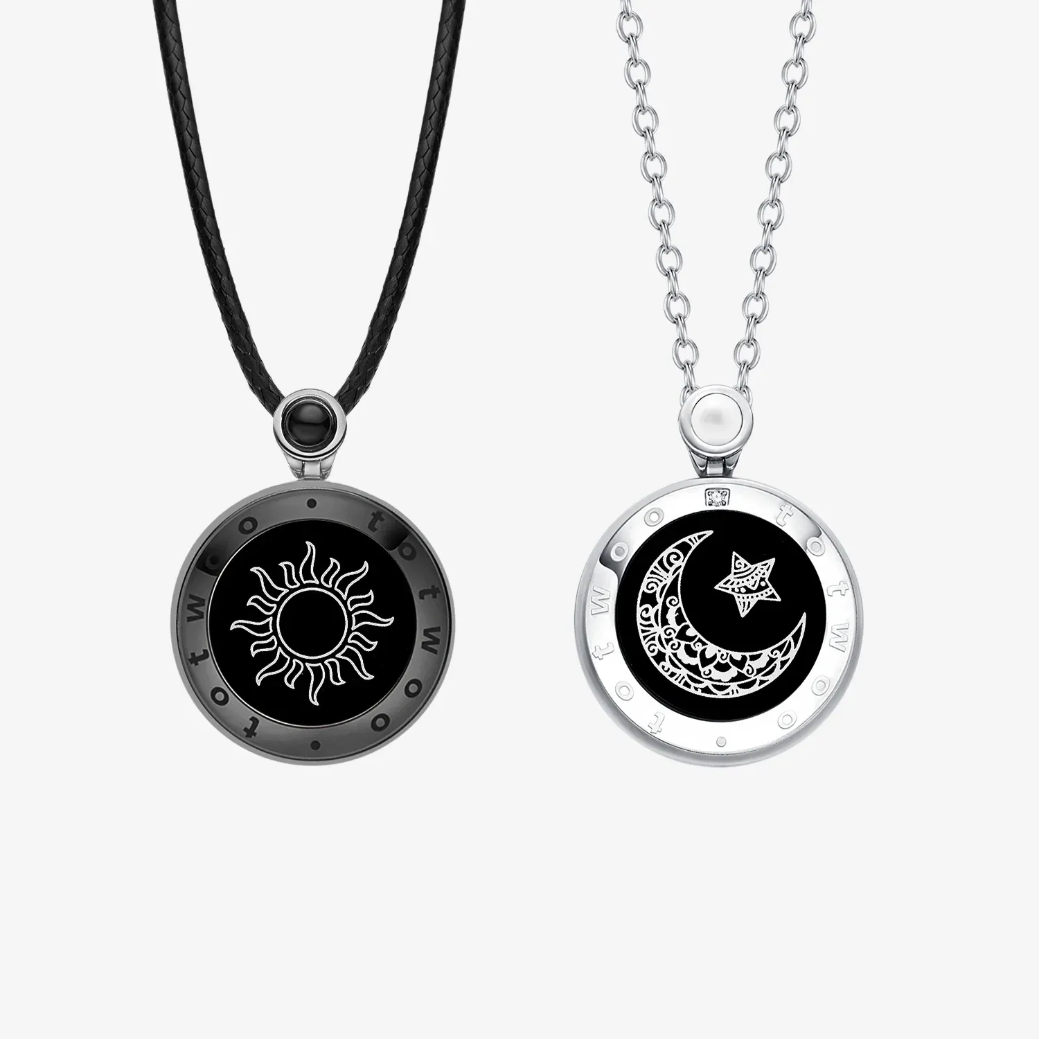 ❤️Sun&Moon Touch Necklaces with Natural Agate Set for Two – The perfect Valentine's Day gift 👫🎁