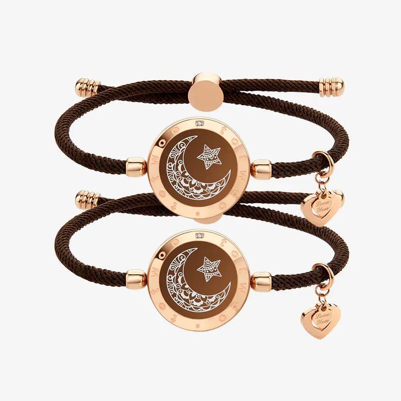 ❤️Moon&Star Touch Bracelets with Milan Rope 【BROWN+BROWN】