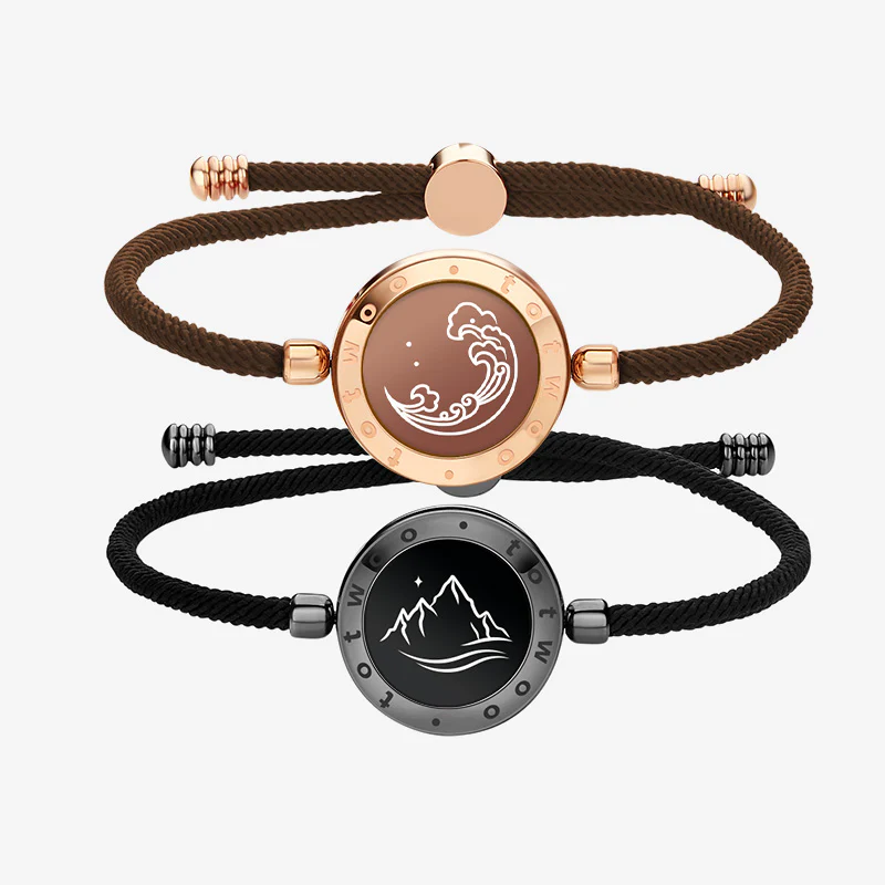 ❤️Mountain & Sea Touch Bracelets with Milan Rope 【Black+Rose Gold】 👫🎁