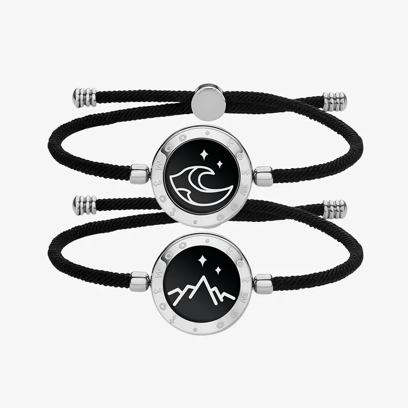 ❤️Mountain & Sea Touch Bracelets with Milan Rope 【Black+Black】 👫🎁
