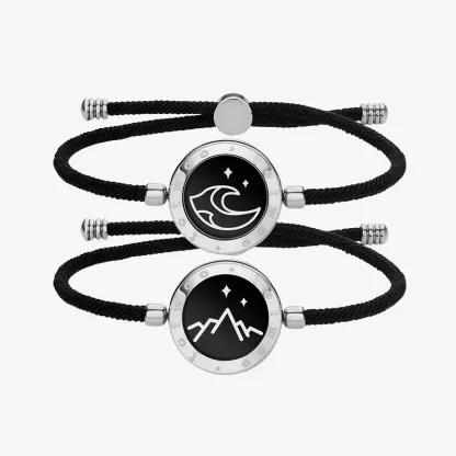 ❤️Mountain & Sea Touch Bracelets with Milan Rope 【Black+Black】 👫🎁