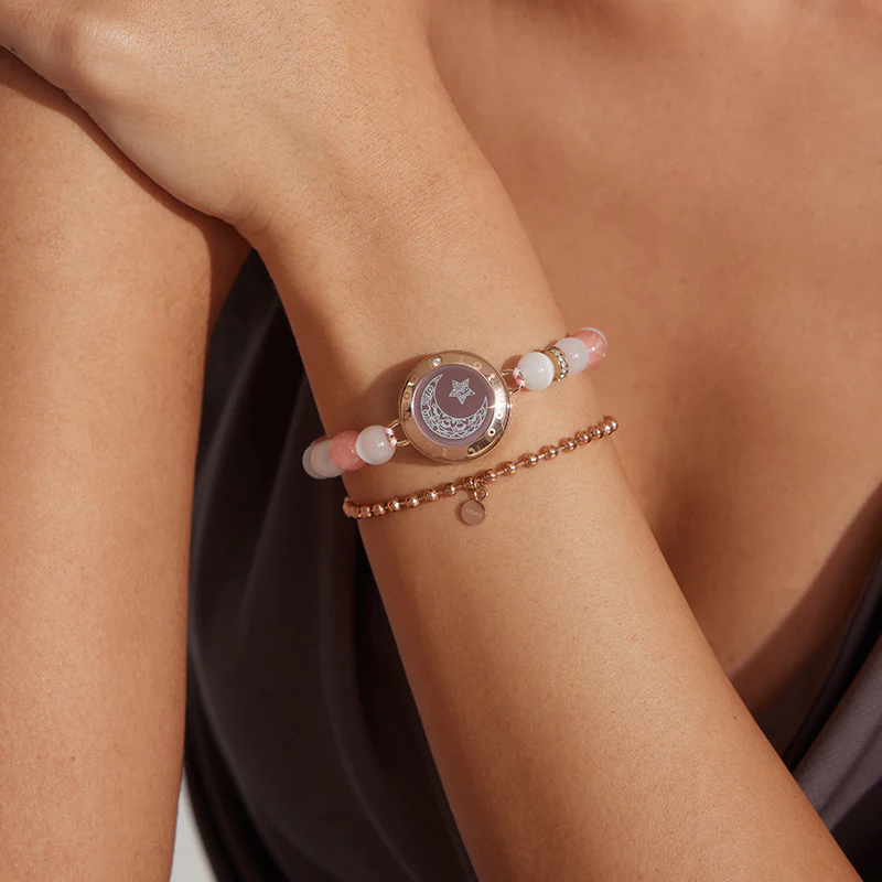 ❤️Sun & Moon Touch Bracelets with Phantasmal Beads 【Black+Rose Gold】👫🎁