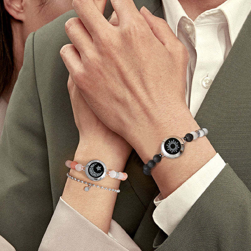 ❤️Sun & Moon Touch Bracelets with Phantasmal Beads 【Silver+Silver】👫🎁