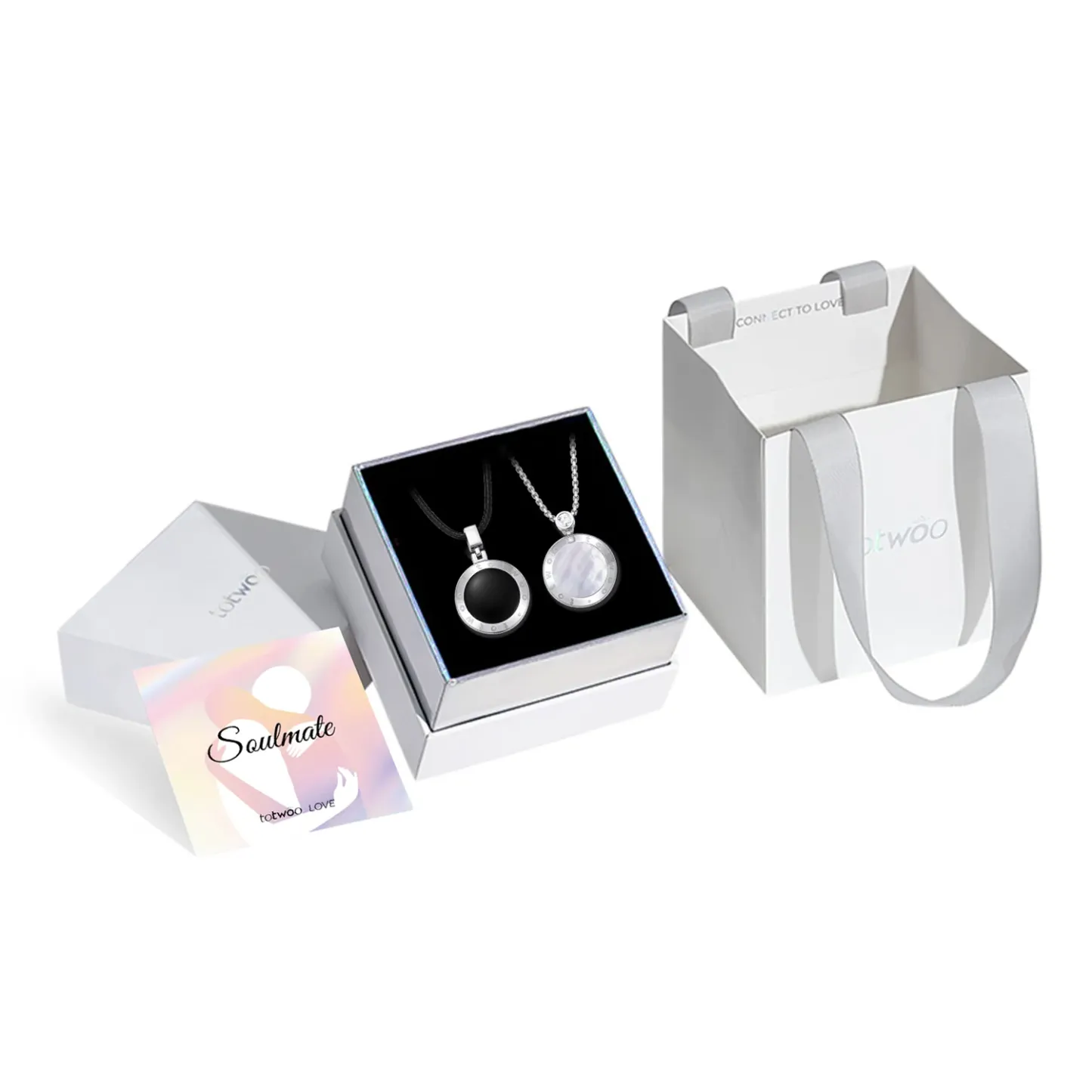 ❤️Touch Necklaces Set for Long Distance【Black+White】👫🎁