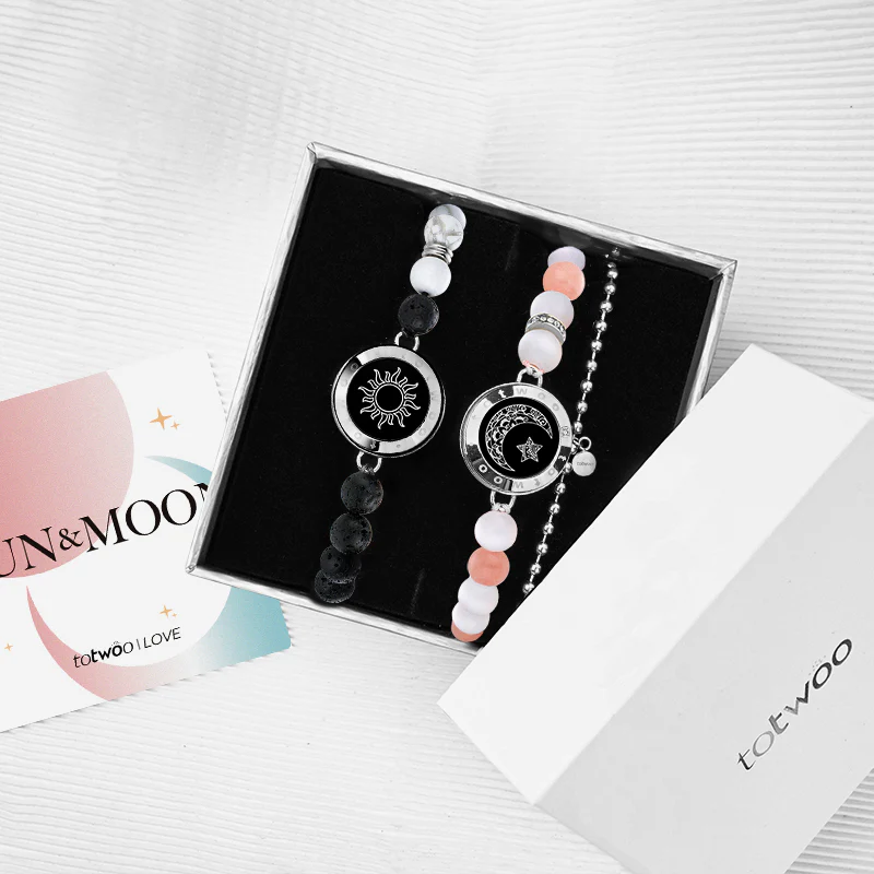 ❤️Sun & Moon Touch Bracelets with Phantasmal Beads 【Silver+Silver】👫🎁
