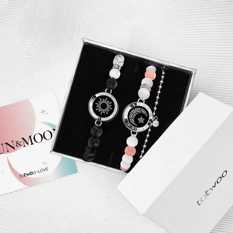 ❤️Sun & Moon Touch Bracelets with Phantasmal Beads 【Silver+Silver】👫🎁