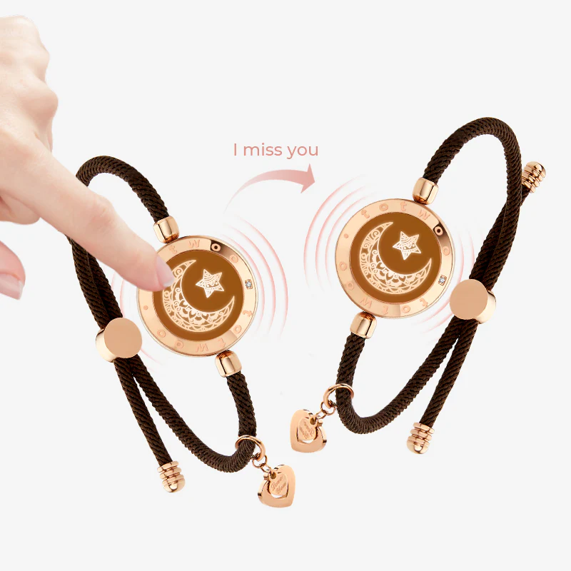 ❤️Moon&Star Touch Bracelets with Milan Rope 【BROWN+BROWN】