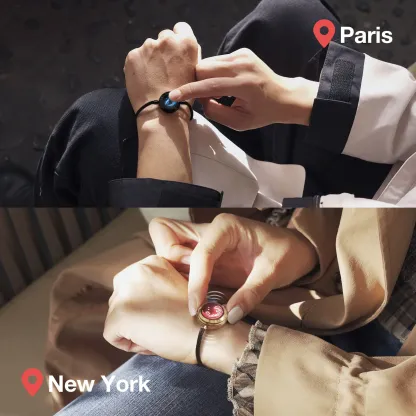 ❤️Mountain & Sea Touch Bracelets with Milan Rope 【Black+Rose Gold】 👫🎁